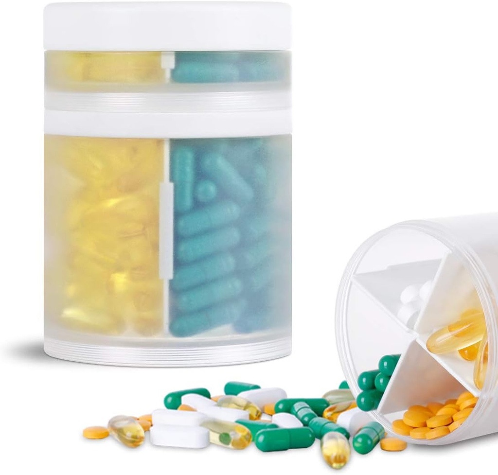Extra grote Supplement Organisator en Portable Pill Case met 8 Compartiments Dubbele Lagen Geneeskunde Dispenser Maandelijkse Vitaminen Organisators Pillenfles,Transparant