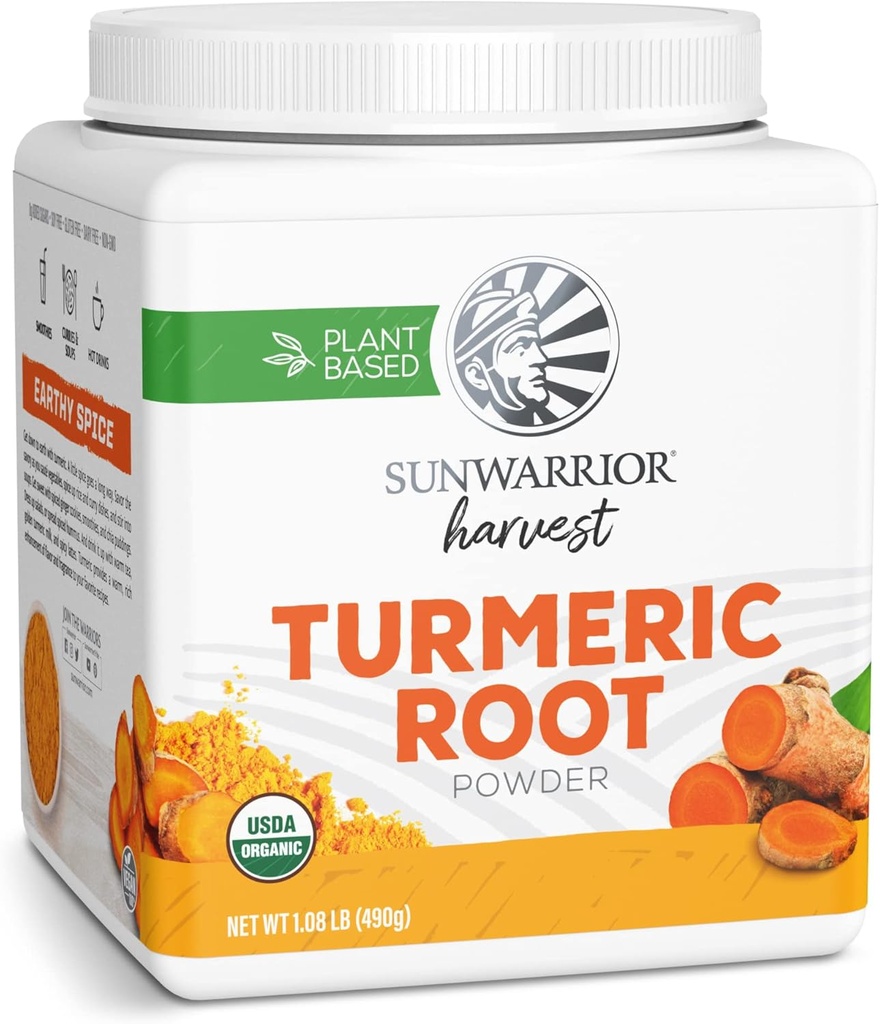 Sunwarrior Organic Turmeric Root Powder Pure Raw Superfood Powder for Baking Smoothies and Cursus 