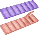 Weekly pil Organizer,2 Pack grote dagelijkse vitamine pil Box, Portable reizen Vriendelijke 7 dagen pil containers medicijnen houder, Handbag Outdoor Camping kleine pil geval voor supplementen visolie
