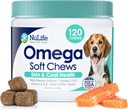 Omega Skin and Coat Chews for Dogs, Wild Salmon Dog Treats with Biotin & Vitamin E, Helpt met Itchy Skin, Allergy Relief & Shdding, Omega 3 6 9, EPA & DHA Fatty Acids, Made in USA, 120 Chews