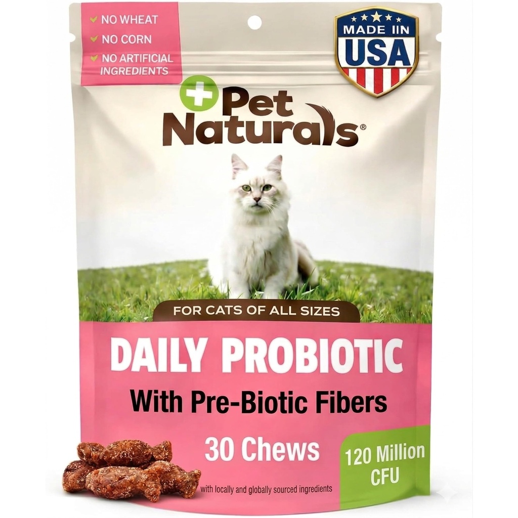 Pet Naturals Dagelijkse Probiotica voor Katten, 30 Kauwen - Digestief en Immune Ondersteuning Supplement voor Katten