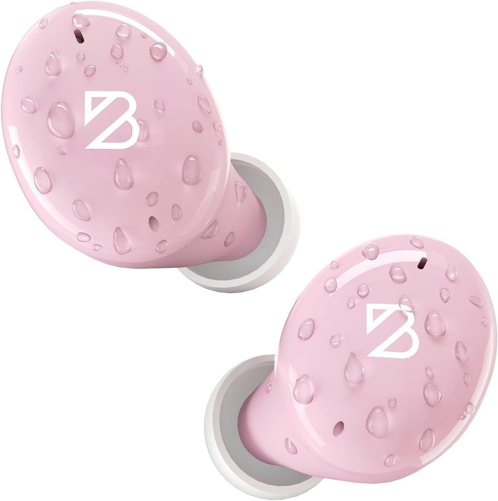 Back Bay Audio Tempo 30 Draadloze oordopjes voor kleine oren - Award-Winning Sound, Sweatproof Bluetooth oordopjes, Comfortabele oordopjes voor vrouwen, Roze oortelefoons Kleine oorkanaaltjes, Lange Batterij hoofdtelefoon