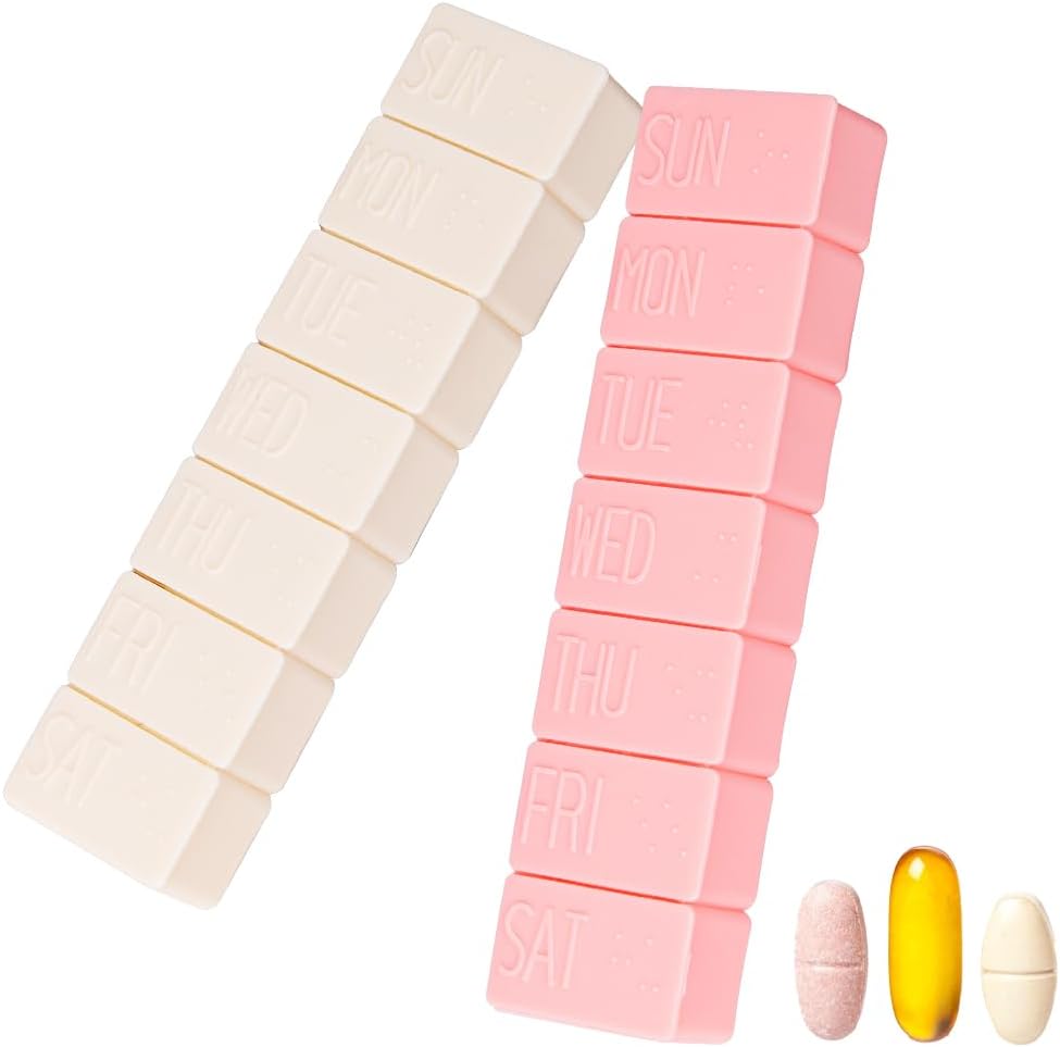 sanderala 2Pack Weekly pil Organizer, Extra Large 7 Days pil koffers reizen dagelijkse pil Box voor visolie, Calcium tabletten supplementen en andere vitamine pil