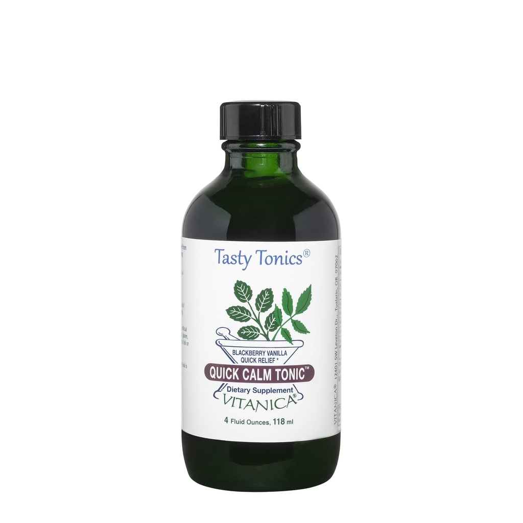 Vitanica tonic calme rapide - supplément de soutien du stress - supplément à base de plantes avec lavande, racine valériane, racine de kava et fleur de passion - Vanille BlackBerry - Pro Logo - 4 Fl Oz (118 ml)