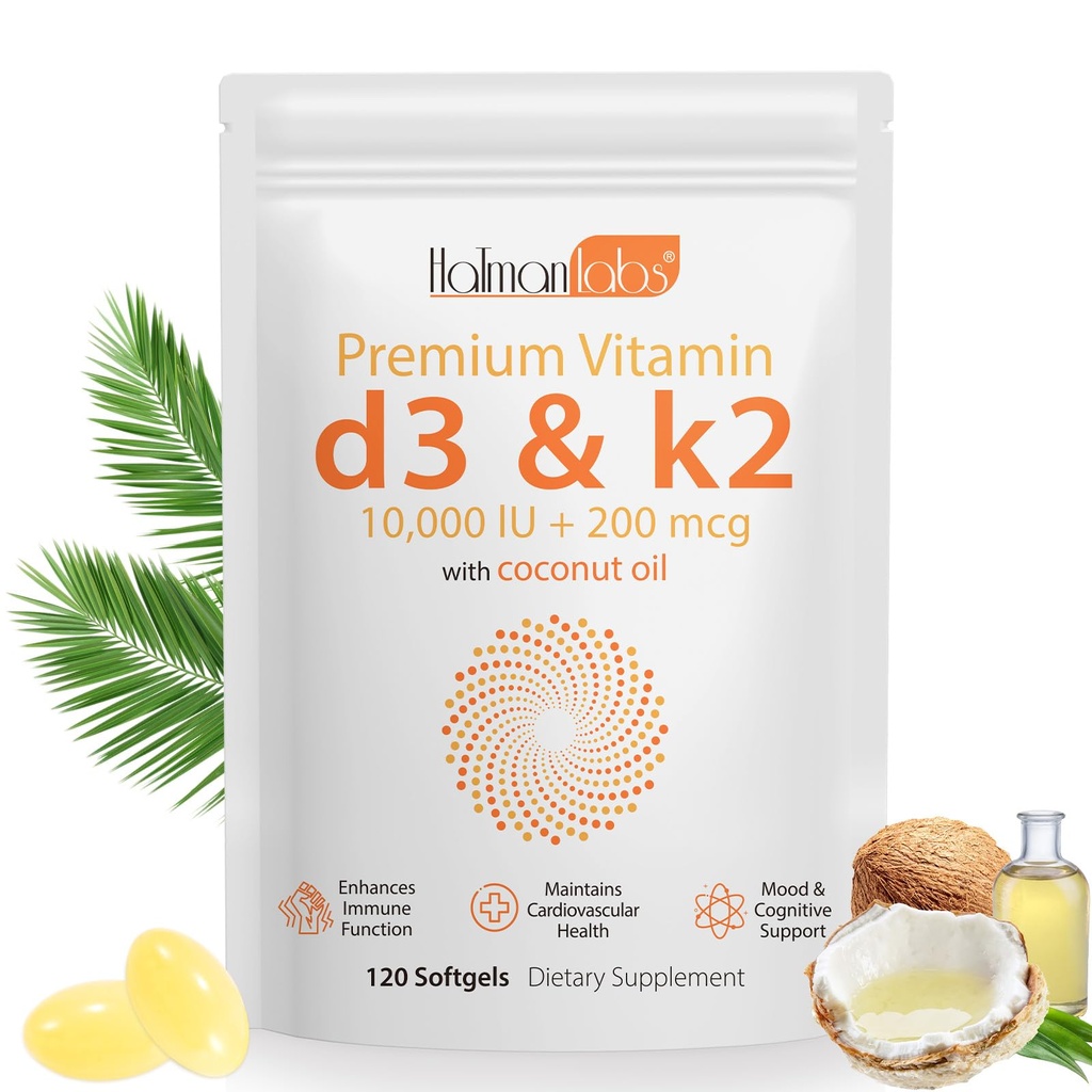 newseel Vitamine D3 K2 Capsules, D3&K2 Vitamine Supplement, Vitamine D3 en K2, D3 Supplement, Replenish K2 D3 Coconut Oil Softgels (120)