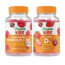 Calcium vienable Magnésium & Zinc Enfants + Vitamine D Enfants, Gommies Bundle - Grande dégustation, supplément de vitamine, sans gluten, sans OGM, gommy à croquer