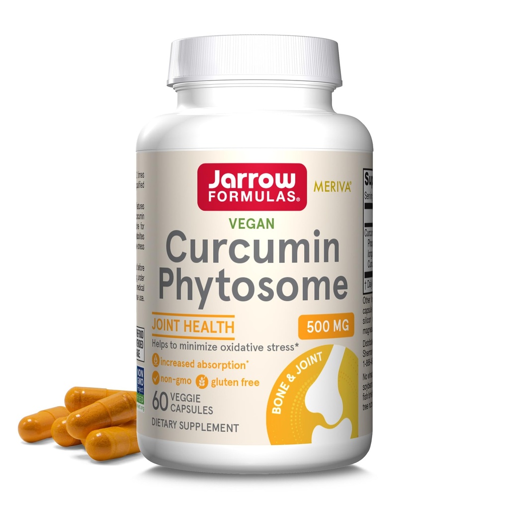 Jarrow Formulas Curcumin Phytosome 500 mg - 60 Veggie Capsules - Geformuleerd met Meriva - Antioxidant Support Supplement - Gezamenlijke gezondheid en ondersteuning - 60 porties