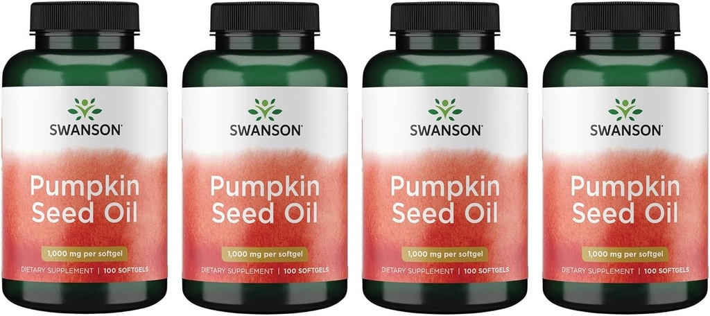 Swanson Pumpkin Seed Oil - High Bio available EFAs - (100 Softgel Capsules, 1000mg Elke) 4 Pack