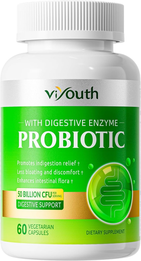 Probiotica voor vrouwen en mannen - Probiotica 50 miljard CFU 18 strains & 5 digestieve enzymen voor de gezondheid van de darmen, Immune - Probiotica Capsules ondersteunt gas & opgeblazen, natuurlijk, non-GMO, glutenvrij, 60ct