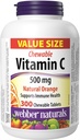 Webber Naturals Vitamine C, 300 Kauwbare Oranje Tabletten, 500 mg Vitamine C Per Tablet, Bones, Tanden, Immune en Antioxidant Ondersteuning