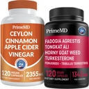 Ceylan Cinnamon (1pk) et Fadogia Tongkat Ali (1pk) Supplément - Vitamines pour le cœur, l'énergie, le muscle, la testostérone et le soutien immunitaire - Non-OGM, végétalien, sans gluten