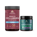 Oude Voeding Multi Collageen Proteïne Poeder, Vanille, 24 Serves + Biologische Supergreens Poeder, Berry, 12 Servers