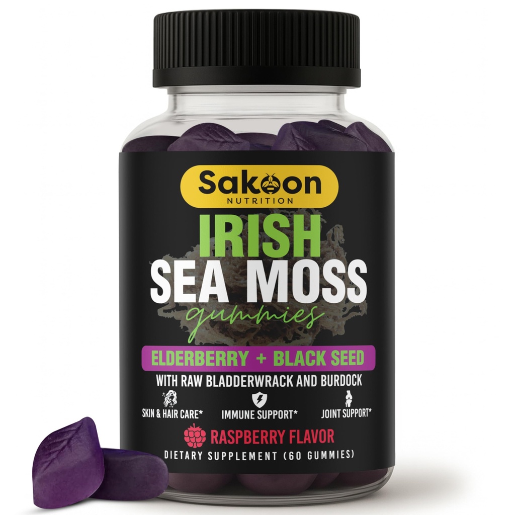 Irish Sea Moss Gummies met vlierbessen & Black Seed Oil - algemene wellness ondersteuning 