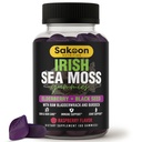 Sakoon nutrition Irish Sea Moss Gummies with Elderberry & Black Seed Oil - Overall Wellness Support | Rich in Vitamins, Raspberry Flavor | 60 Gummies