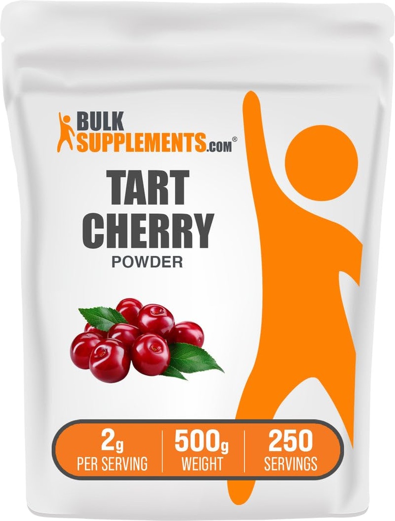 BulkSupplements.com Tart Cherry Powder - Fruitpoeder, Tart Cherry Supplementen - Antioxidant Bron, Glutenvrij & Geen toegevoegde suiker, 2g per portie, 500g (1.1 lbs) (pakket van 1)