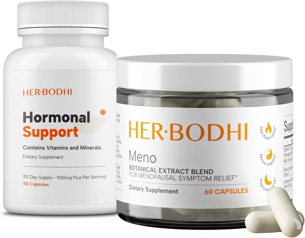 Meno & Hormonal Support Supplementen - Menopauze Hormonal Balance for Women (60 Caps) & Hormone Balance Supplement for Women, PMS Support Supplement (60 Caps), 2 items