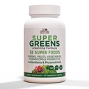 LAND LANDBOUW Super Greens Vegicaps, 32 Super Foods, Whole Food Supplement, Greens, Fruit, Groenten, Paddenstoelen & Probiotica, Rijk aan antioxidanten & Phytonutriënten, 120 Tellen, 60 Serven
