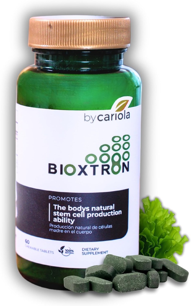 Bioxtron Natural Stem Cell Supplement Chewable Tablets - Spirulina, Chlorella, AFA - Supports Energy, Joint, Muscle, Immune Health - Stem Cell Regenerator - 60 Tablets (30 Servings)
