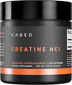 Kaged Creatine HCl Powder, Unflavored, Muscle Building and Recovery Supplement, Gepatenteerde Formule, Zeer Oplosbaar Poeder, 75 Servers