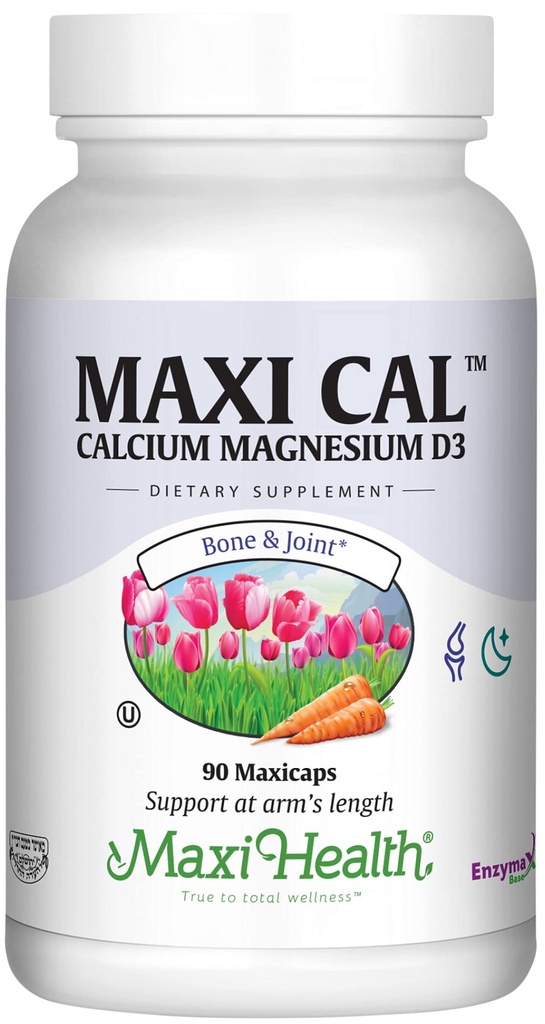 Maxi Health Calcium 1000 mg Supplement met vitamine D3 (1000 IE) en Magnesium (500 mg) - Bot, tanden en gezamenlijke ondersteuning voor mannen en vrouwen - 90 capsules