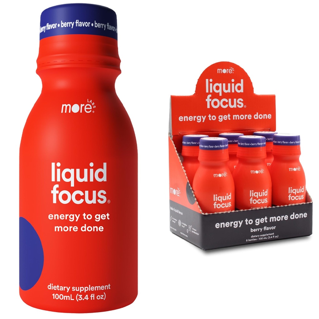 Meer Labs Liquid Focus, Nootrope Smart Drink met krachtige antioxidanten & Adaptogene Kruiden voor energie en concentratie, 150mg Cafeïne (verpakking van 6)