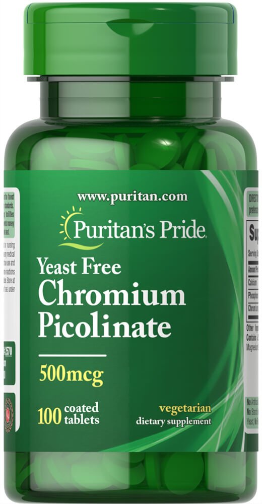 Puriteinen Pride Chroom Picolinaat 500 Mcg Gist Vrij, 100 Tellen