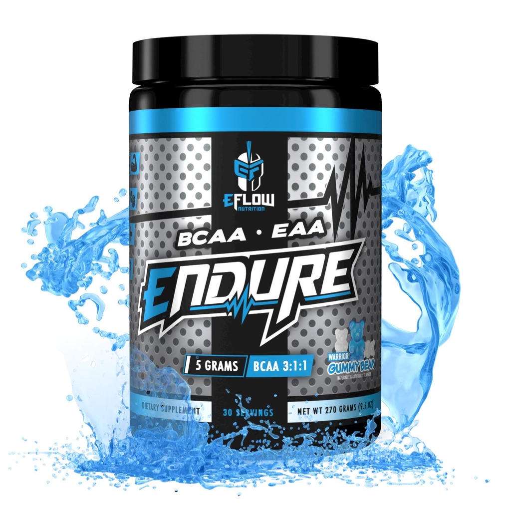 eFlow Nutrition Endure BCAA Plus EAA - Essentiële Aminozuren Electrolyte Powder Intra Workout - Verbeteren van energie, herstel en prestaties - Warrior Gummy Bear(30 Servers)