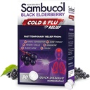 Sambucol Cold and Flu Relief Tablets - Homeopathische Koude Geneeskunde, Remedie voor Volwassenen, Zwarte Vlierbes voor Verkoudheid, Zink Remedie - 30 Tellen
