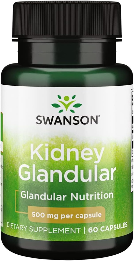 Swanson Raw Nier Glandular 500 Milligrammen 60 Capsules