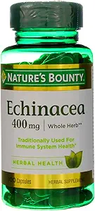 Nature's Bounty Natural Whole Herb Echinacea 400mg, 100 Capsules (Pack of 2)