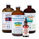LIQUIDHEALTH Women's Health & Vitality Daily Liquid Multivitamine Bundle with Prenatale/Postnatale Multivitamine, Calcium & Magnesium, Daily Multi Mineral, & Organic Vitamin B12 Drops - USA Made, Non-GMO