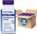 Natrol Mood Positive 5-HTP 50mg met L-Theanine, Vitamine B6, Vitamine B12 en Folaat, Dieetsupplement helpt ondersteuning van een positieve stemming, 50 tabletten, 25-50 dagen levering (pakket van 12)