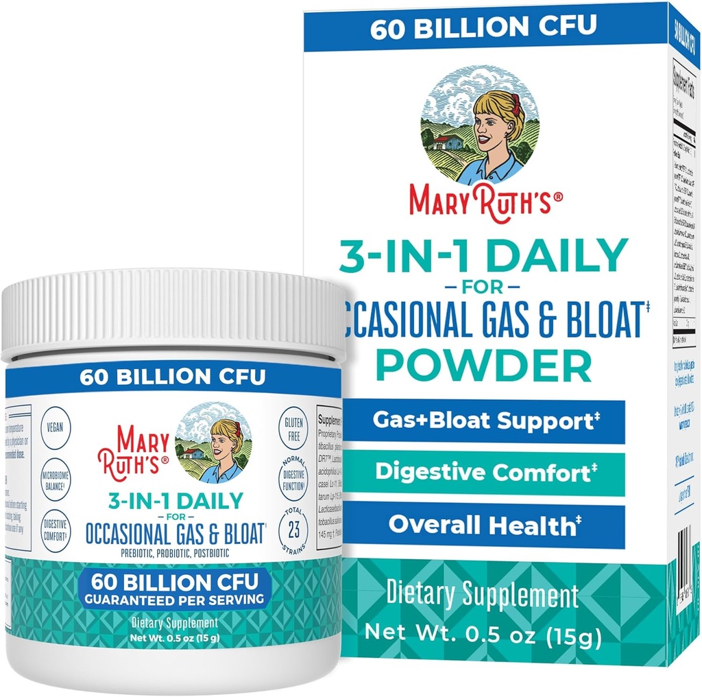MaryRuth Organics 3-in-1 Gas & Bloat Probiotics 