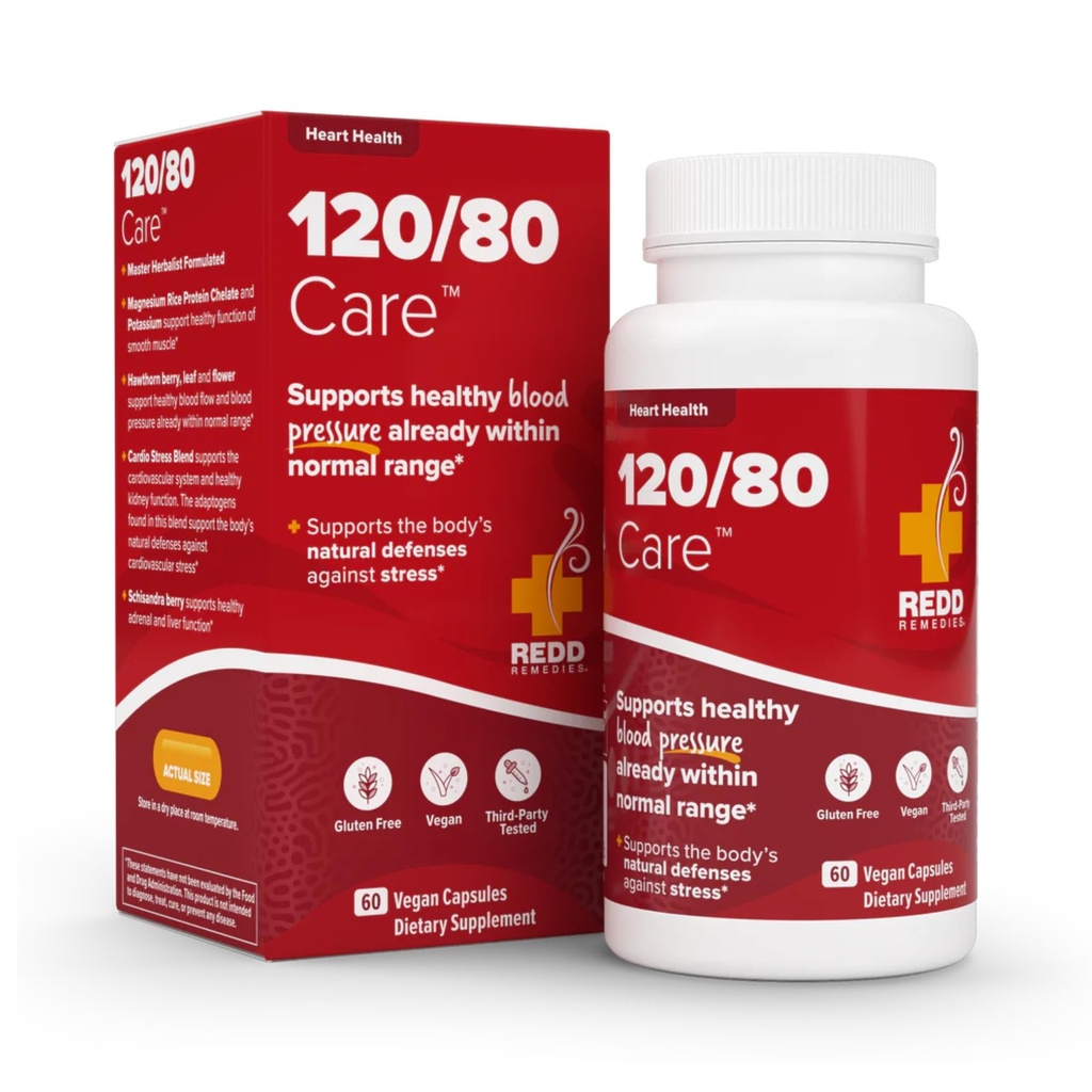 Redd Remèdes, soins 120/80, santé cardiaque et soutien de la pression artérielle naturelle, 60 Capsules végétaliennes