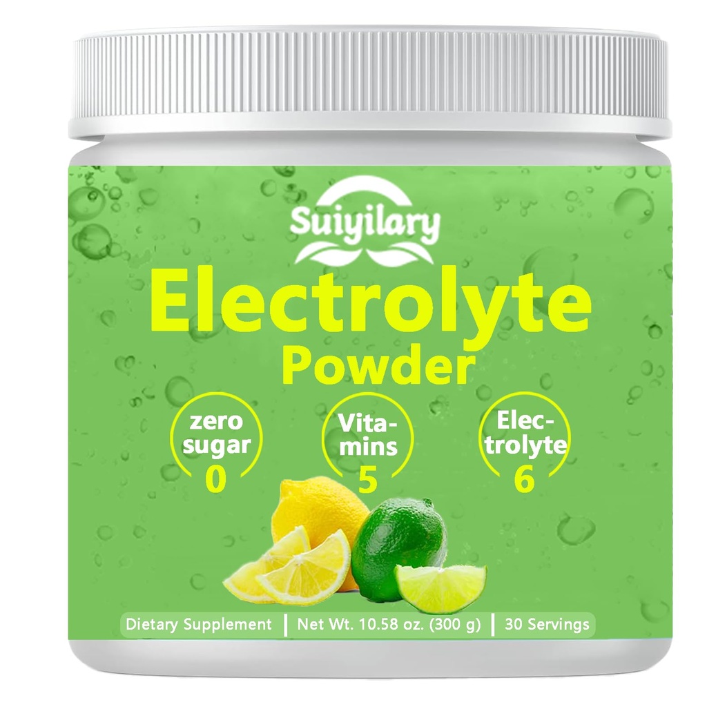 Elektrolyten Poeder Geen Suiker, Elektrolyt Drink Mix, 5 Vitaminen & 6 Elektrolyten, Keto Vriendelijke, Kalium & Zout, Suikervrije Hydratatie Poeder, Citroen smaak 300g