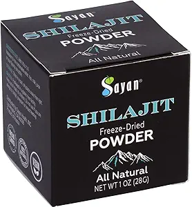 Sayan Pure Shilajit Poeder 1oz/28g, 5 maanden levering - Krachtig biologisch Fulvinezuur supplement - Ondersteunt Immune System, Geheugen, Focus, en biedt natuurlijke energie - Freeze-Dry Extract, Veganist, Non-GMO