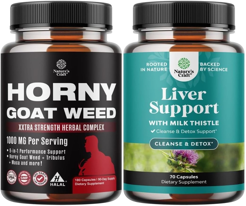 Bundel van geile geit onkruid voor mannen - extra sterkte mannelijke supplement voor uithoudingsvermogen en energie en lever reinigen Detox & Reparatie - Silymarin melk distel met paardenbloem wortel choline bieten Artichoke Extract