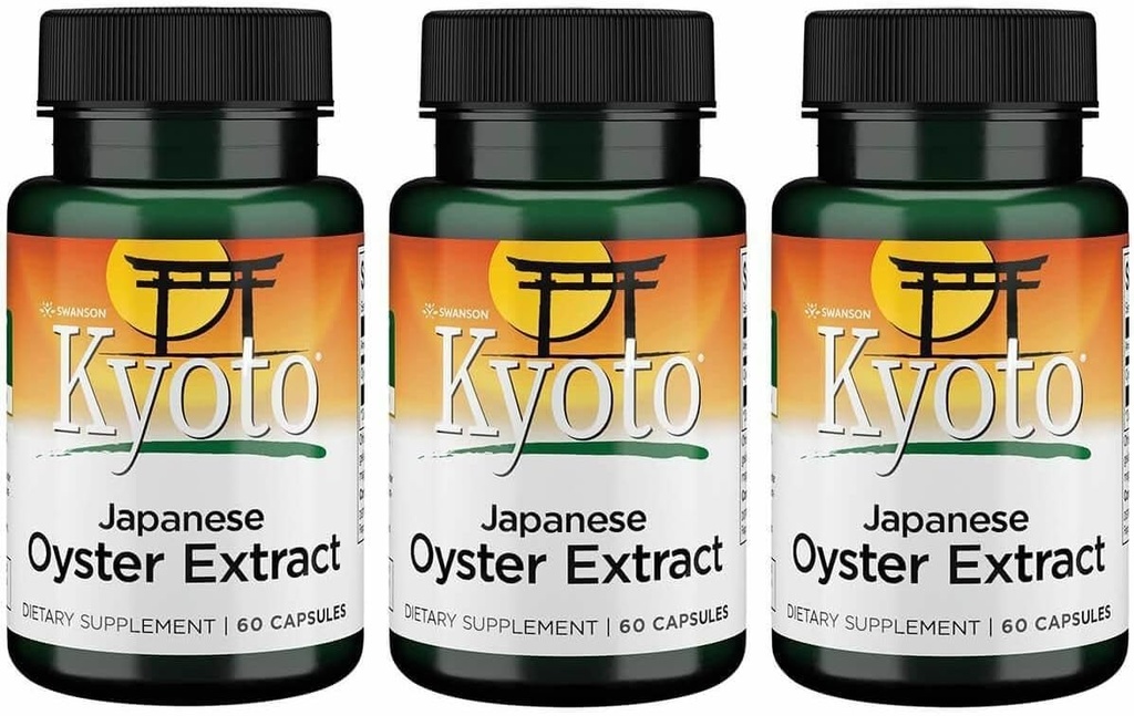 Swanson Kyoto Extrait d'huître japonais - Supplément naturel Promouvoir la conduite et le bien-être pour les hommes et les femmes - (500 Milligrammes 60 Capsules) (3 Pack)