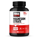 Force Factor Magnesium Citrate, Magnesium Supplement voor vrouwen en mannen ter ondersteuning van bot, spier, zenuw, spijsvertering, en hart gezondheid, Gemakkelijk op de maag, Vegan, 6-maand levering, 180 capsules