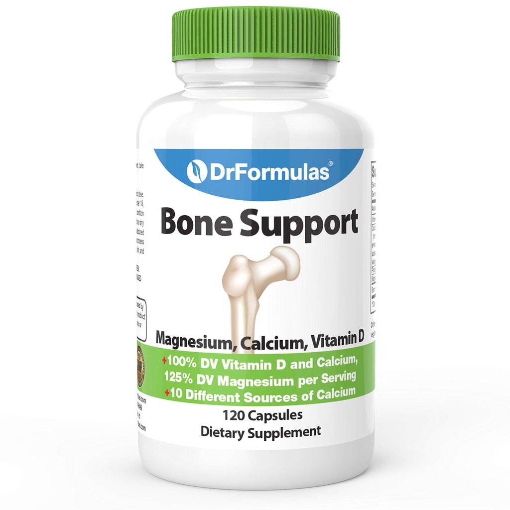 DrFormulas Bone Support 100% DV 1000mg Calcium Supplement Carbonaat, Citraat, Gluconaat, (niet d-glucaraat) Chloride met vitamine D, Magnesium en Boron - 30 dagen levering