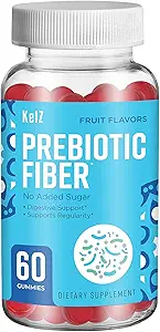 KelZ Prebiotic Fiber Supplement Gummies, Fruit Smaken, 60 Tellen (pakket van 1)