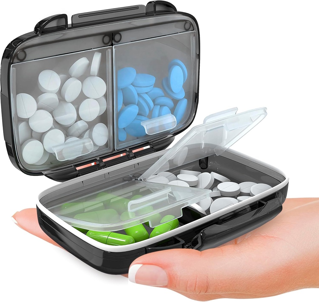 BEXEEN Kleine pil Box voor Purse Mini Pillen Case - Medicine Pillen Organizer Travel - Portable Pillen Container Compact Pillen houder Vocht Proof Pocket Vitamine Organisator 4 Compartiment Medication Kit