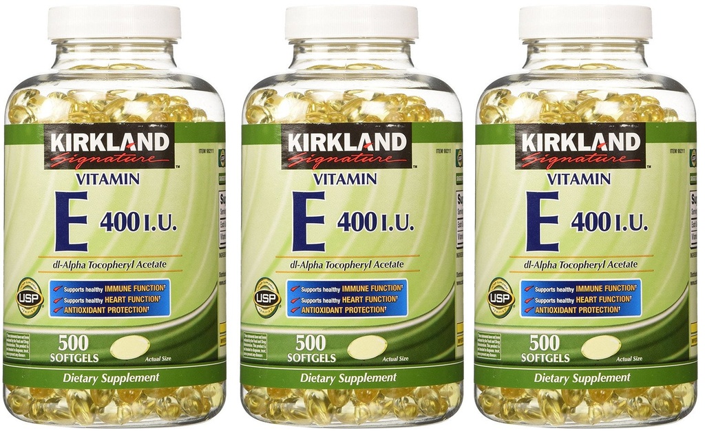 Kirkland Signature, Vitamine E 400 IE 500 Softgels fvKDn (verpakking van 3)