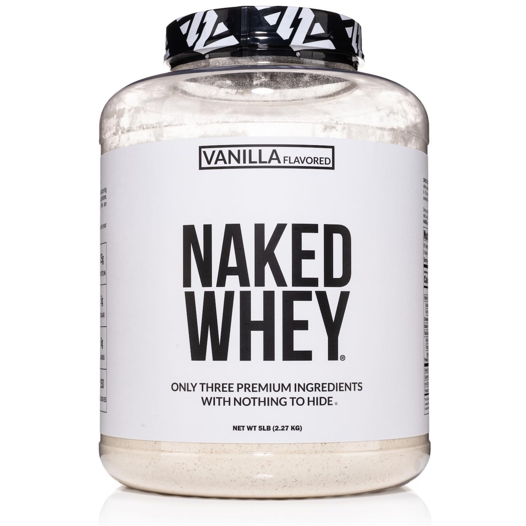 NAKED Vanille Wei Proteïne Poeder - Alle natuurlijke gras Fed Wei Proteïne Poeder, Vanille Smaak, Biologische Kokossuiker, 5Lb Bulk, GGO-vrij, Sojavrij, Glutenvrij - 61 Servers