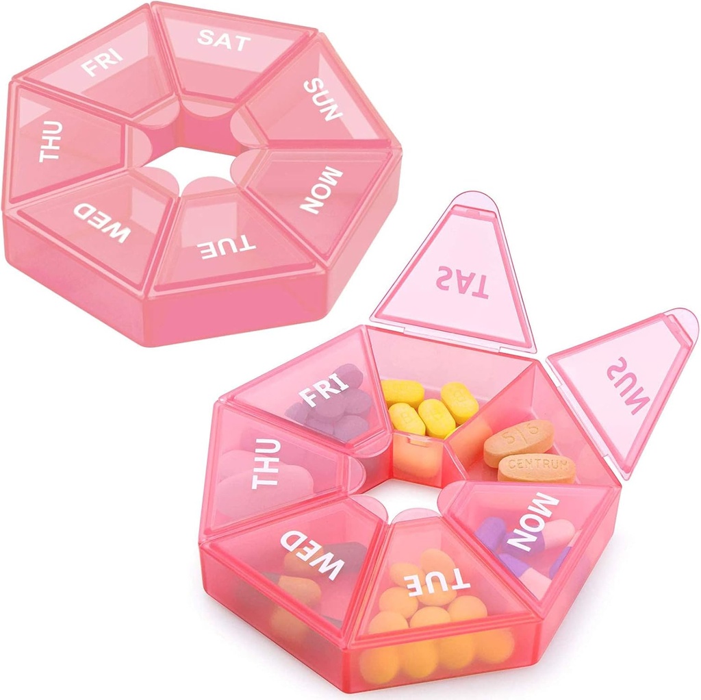 2PCS Wekelijkse pil Organisator Grote 7 dagen pil Box Organisator Dagelijkse Geneeskunde Case voor Vitamine Visolie Pillen Supplementen Artritis Vriendelijk