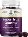 Extra sterkte Iron Gummies voor vrouwen en mannen - Krachtige 45mg per Serving Chewable Supplement voor vrouwen en mannen met vitamine C voor hogere absorptie - Vegan Daily Iron Gummy Geen kunstmatige smaken