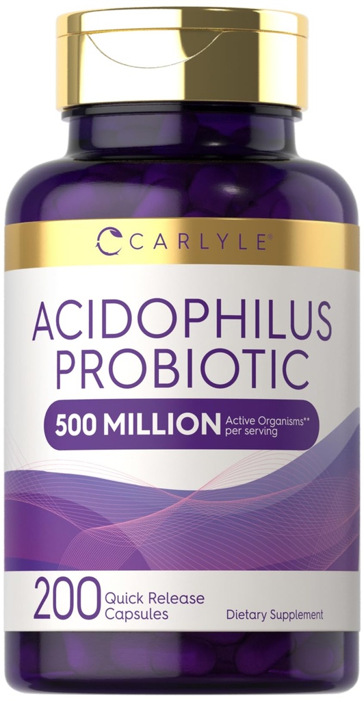 Carlyle Acidophilus Probiotic Capsules for Women and Men 500 Million CFU 