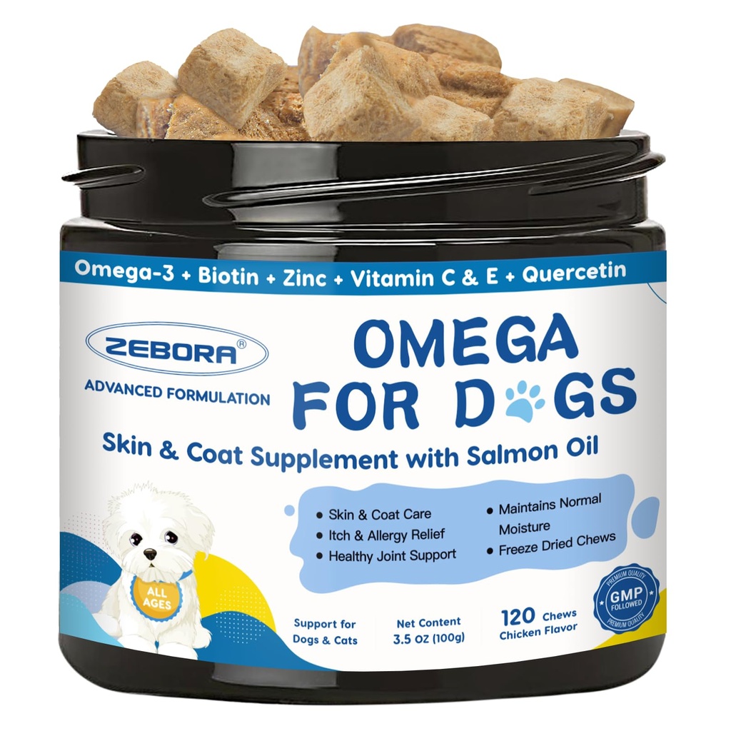 Omega 3 voor honden met zalmolie, visolie voor honden huid- en jassupplement, hondenallergie relief, hot spot behandeling, anti-afscheiding, hiep & gezamenlijke ondersteuning met EPA & DHA, biotine, vitamine E