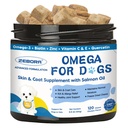Omega 3 voor honden met zalmolie, visolie voor honden huid- en jassupplement, hondenallergie relief, hot spot behandeling, anti-afscheiding, hiep & gezamenlijke ondersteuning met EPA & DHA, biotine, vitamine E