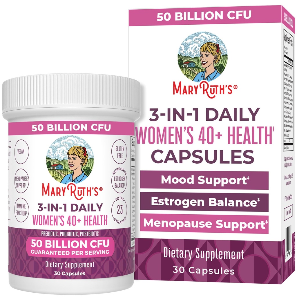 MaryRuth Organics 3-en-1 Santé quotidienne 40+ Probiotiques pour les femmes Testés cliniquement Supplément d'estrogène pour les femmes